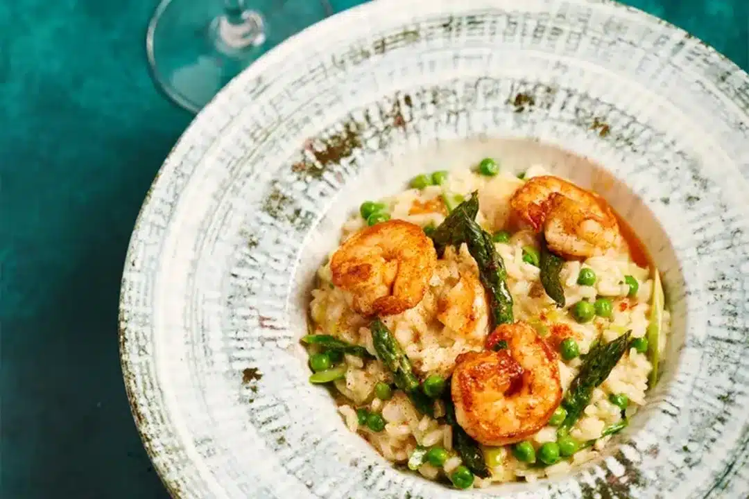 RISOTTO PRIMAVERA WITH PRAWNS